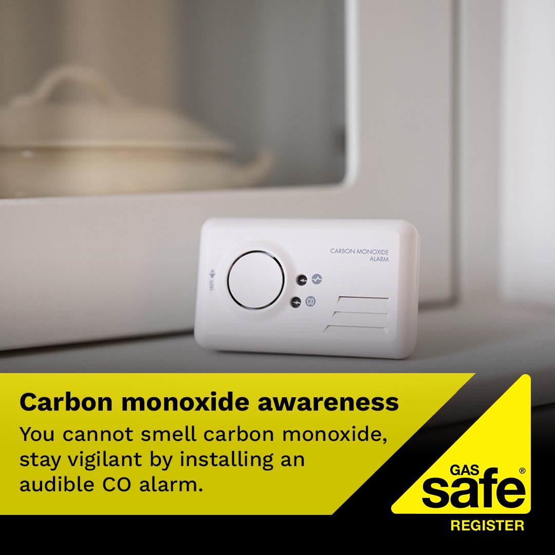 #CarbonMonoxide (CO) is deadly &amp; dangerous as you cannot smell, see or taste it. Keep your home and family safe by installing an audible CO alarm and regularly test the alarm to ensure working order. For more safety tips, visit bit.ly/COSafetyGSR. #GasSafe
