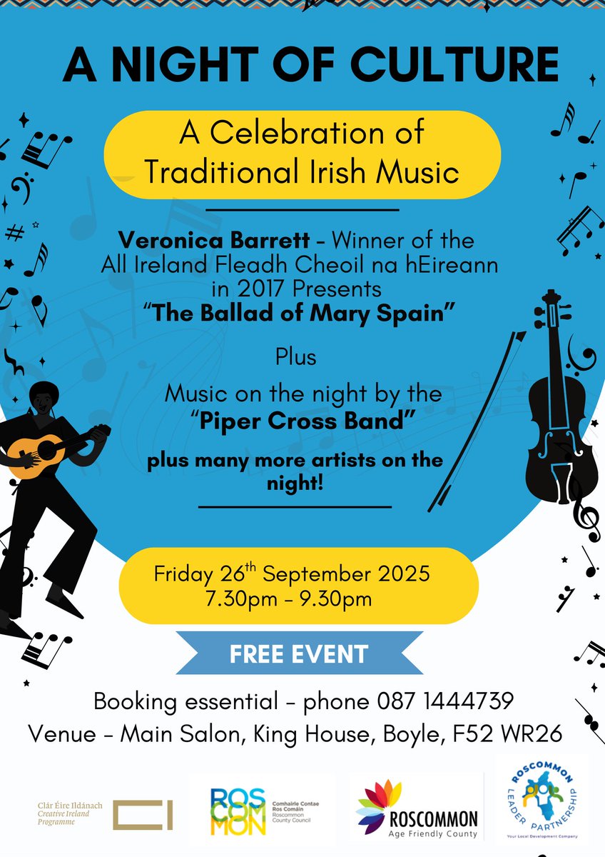 Age Friendly Ireland (@agefriendlyirl) on Twitter photo Roscommon’s Older People’s secured funding under Creative Roscommon’s Open call to host a night of traditional Irish music, song and dance on Friday, 26th May 2025! Veronica Barrett, a member of Roscommon's Older People's Council is also an award-winning singer and songwriter. Roscommon’s Older People’s secured funding under Creative Roscommon’s Open call to host a night of traditional Irish music, song and dance on Friday, 26th May 2025! Veronica Barrett, a member of Roscommon's Older People's Council is also an award-winning singer and songwriter.