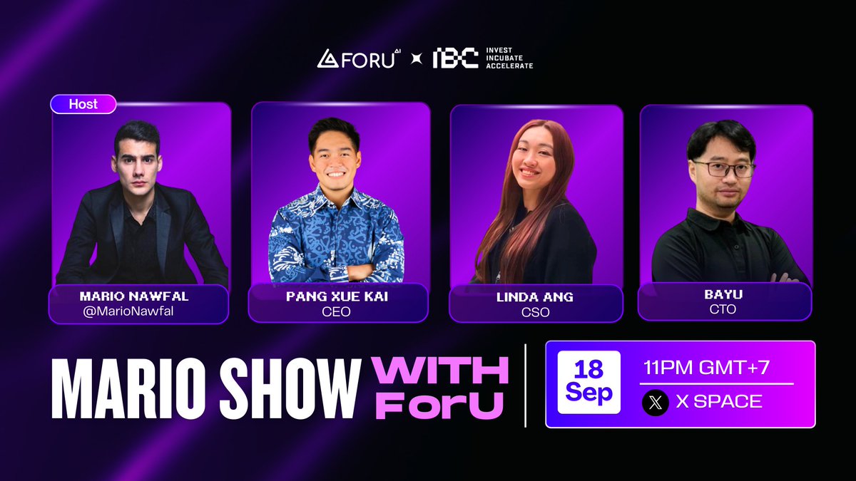 You've seen the Alpha Dates. Now, get the alpha directly from the source.  

TONIGHT, the ForU leadership team is joining the one and only <a href="/MarioNawfal/">Mario Nawfal</a> for a live X Space.  

We'll be talking all things ForU, the future of AI identity, and dropping a few surprises.  

Got