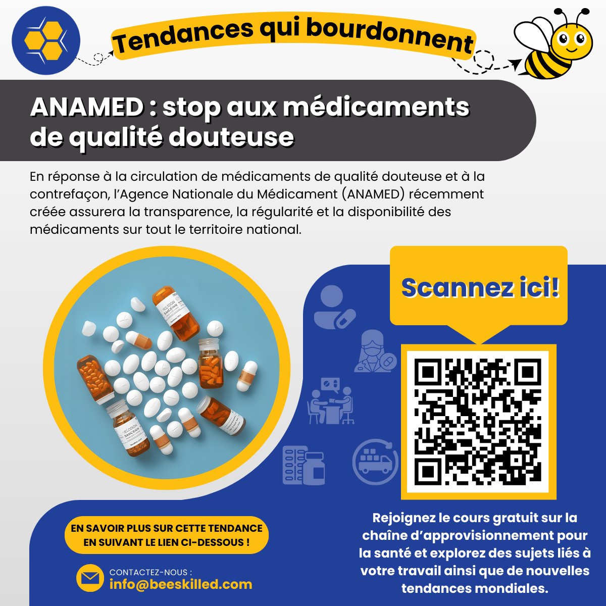 Lutte contre les médicaments de qualité douteuse en RDC !

Apprenez plus : sante.gouv.cd/programme/prog… 

👉 Scannez le QR code dans l’affiche ci-dessous et rejoignez notre cours gratuit pour explorer d’autres tendances mondiales en santé et supply chain. 

#Santé #SupplyChain