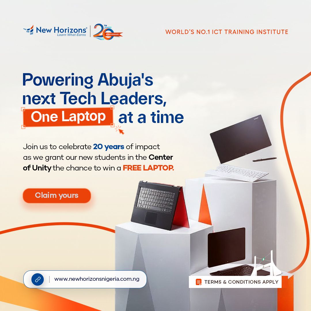 nhnigeria's tweet image. Abuja, the future of tech is right here.
As New Horizons celebrates her 20th anniversary, we’re equipping students with the digital tools to lead, create, and transform Africa’s tech space. 
Register today and stand a chance to be among the lucky winners.

#NewHorizons #AbujaTech