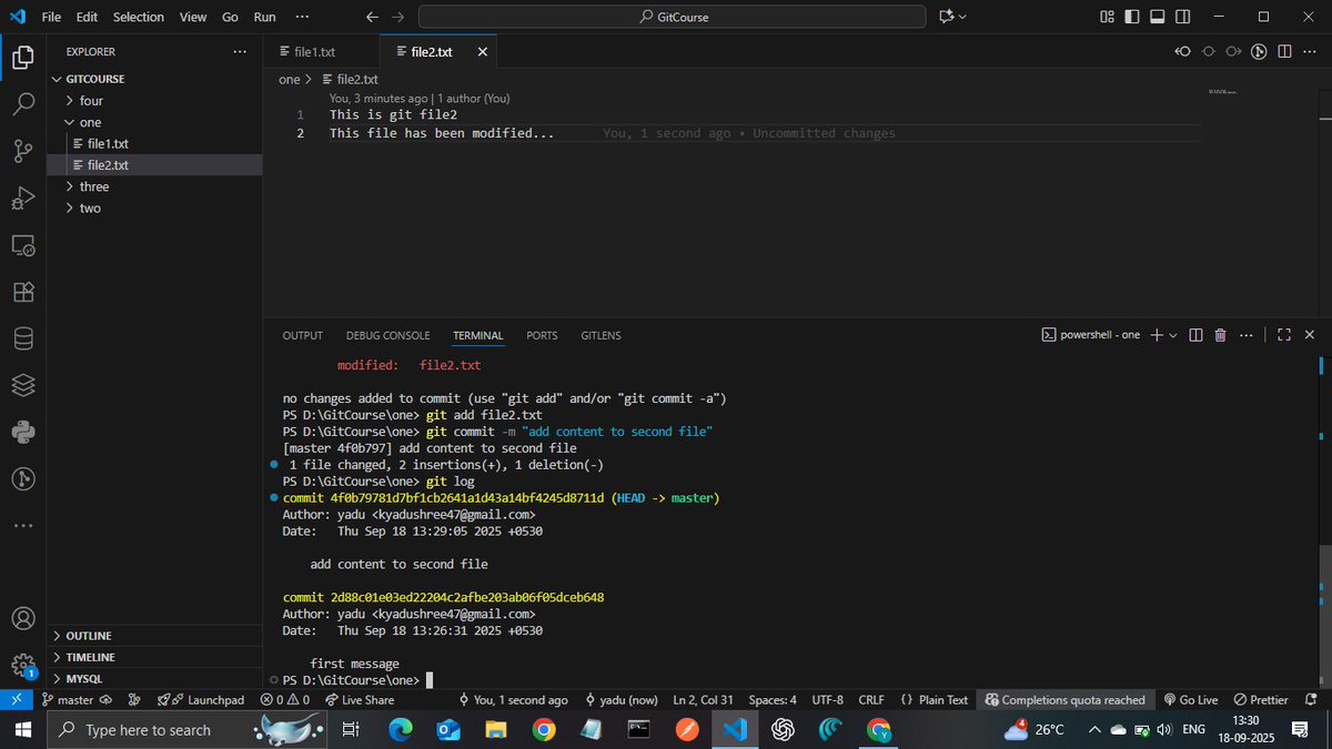 KYadushree's tweet image. Day 47 of #100DaysOfCode
Had 0 mood to code today... so I thought of a the lazy genius way to stay productive so watched a Git course & coded along.
Visualized merges with git graph (intimidating 😂).
Still counts as coding, right? 😅
#Git #100DaysOfCode