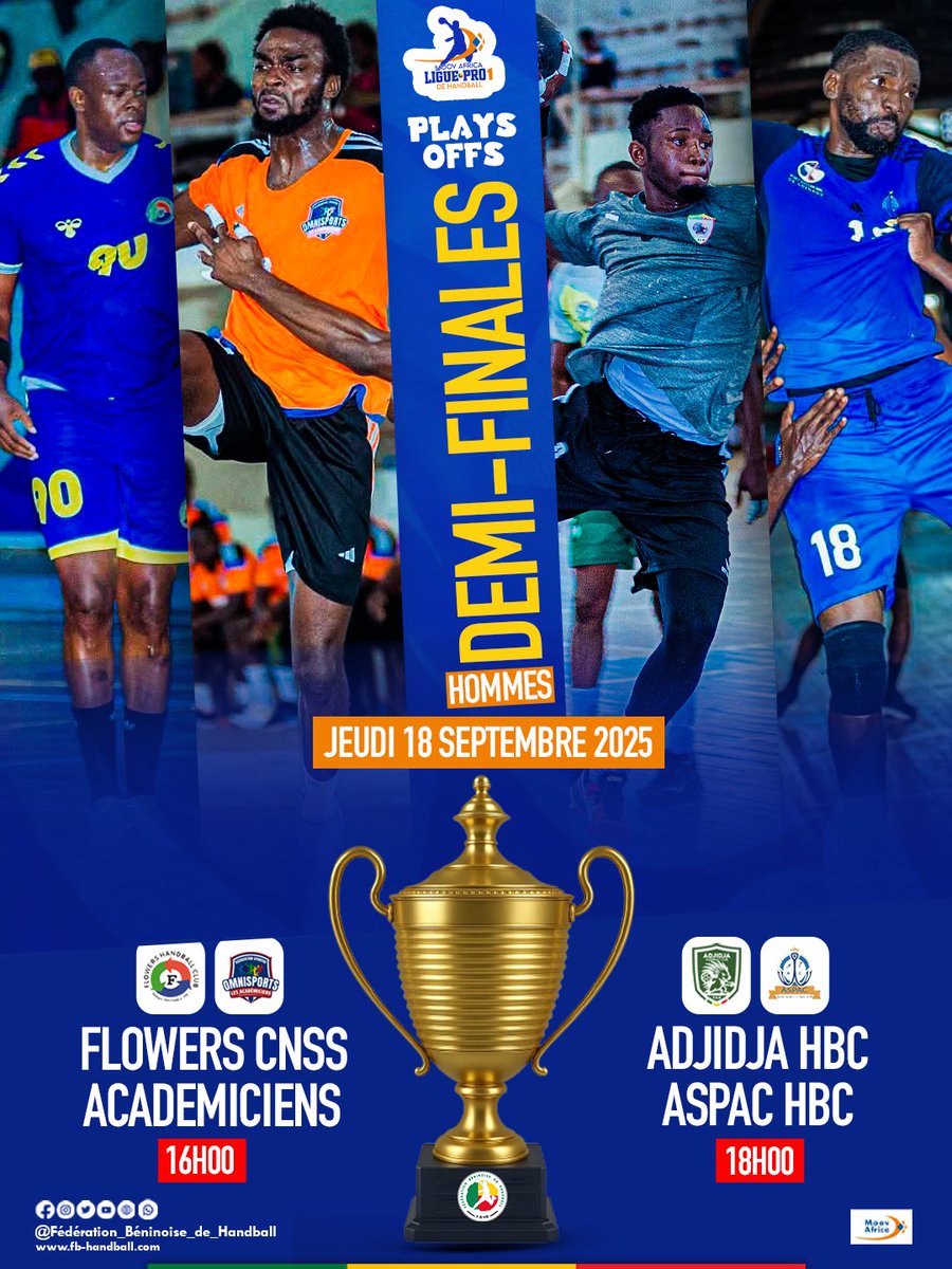 🔥 𝗣𝗟𝗔𝗬 𝗢𝗙𝗙𝗦 𝗠𝗢𝗢𝗩 𝗔𝗙𝗥𝗜𝗖𝗔 𝗟𝗜𝗚𝗨𝗘 𝗣𝗥𝗢 𝟮𝟬𝟮𝟱 

🔥

Deux affiches de feu, un seul mot d’ordre : SURVIVRE 💥

🚨 16h00 : FLOWERS CNSS 🆚 ACADEMICIENS 

🚨 18h00 : ADJIDJA HBC 🆚 ASPAC HBC

💣 Des duels sans merci.
💣 Une intensité XXL