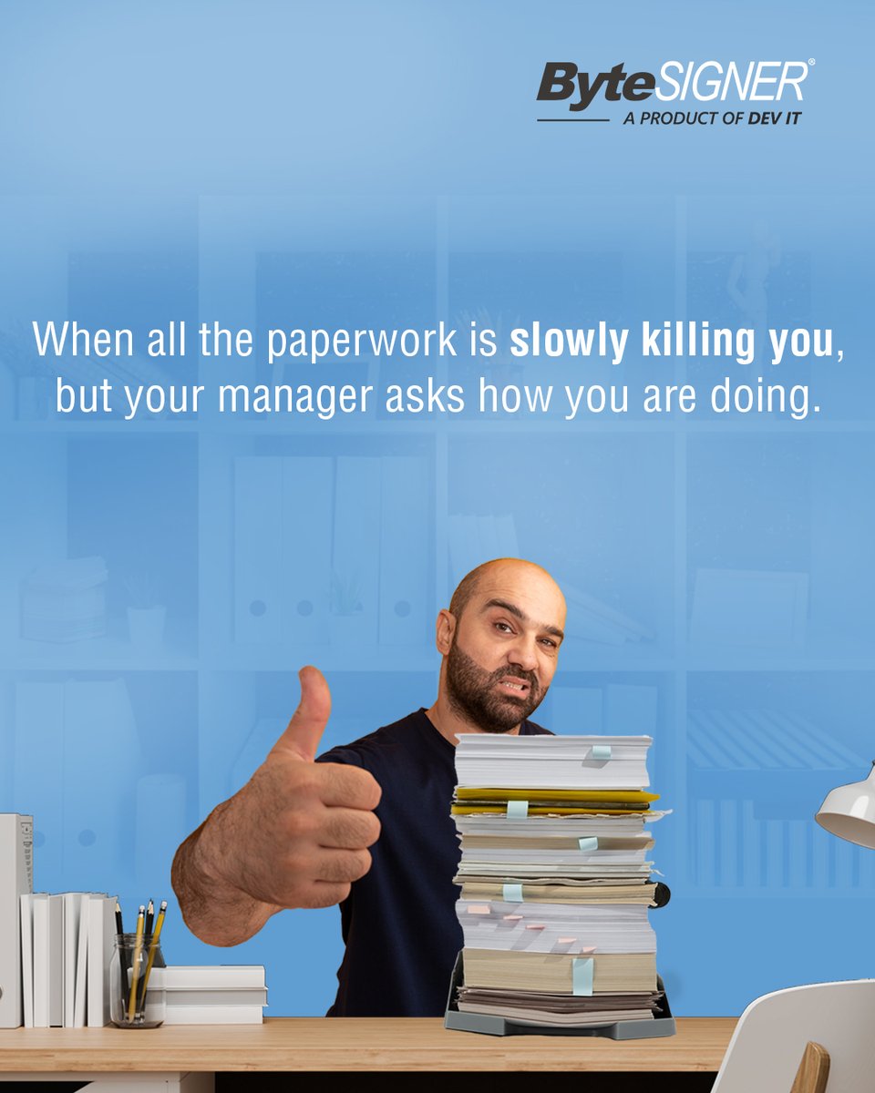 ByteSIGNER's tweet image. Drowning in paperwork but still giving a “thumbs up” at work? 😅
Don’t fake it, fix it.
Go paperless with ByteSIGNER and let bulk e-signing save your time (and sanity).
👉 Book your free demo today: shorturl.at/LEVxr
#DigitalSignatureSoftware #PaperlessWorkflow #ByteSIGNER