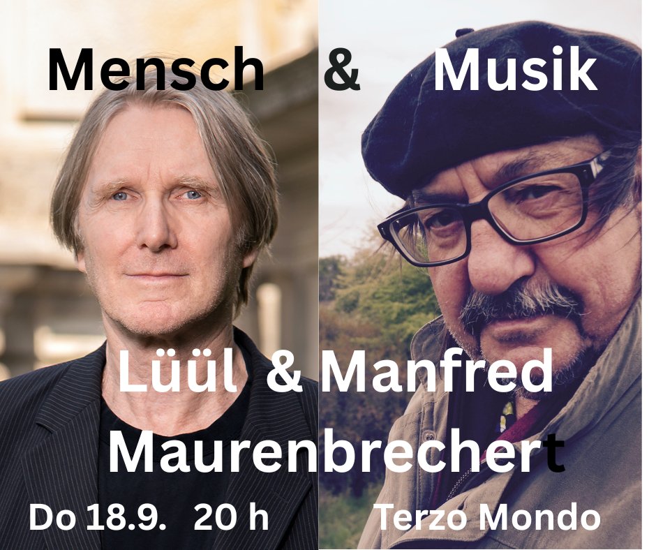 Heute, 18.9. 20 h  Mensch &amp; Musik. Morgen, 19.9. 20 h Lüül Trio: Textvertonungen von Erich Kästner, Erich Mühsam, Klabund in der Dorotheenstädtischen Buchhandlung, Turmstr. 5 in Moabit. Am Samstag düse ich dann für ein Privatkonzert nach Oslo! Auch mal schön! Man sieht sich!