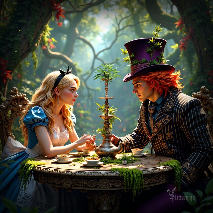 ChristineV8's tweet photo. "The Hatter Mad, impetuously
Shunned Alice from her cup of tea.
Yet she pursued, was never rude
And played all riddles he accrued.
If only he'd been pure of heart
He'd have won Alice from the start."
~ Delarosa Laskovna
#TeaTimeThursday #FolkloreThursday #AliceInWonderland https://t.co/XvpU0dk6TC