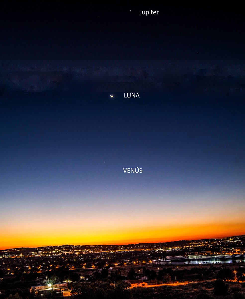 VAMOS con el final del calor , situacicón en la que actua de telonero el EQUINOCCIO  qye equilibrará la sucesiónnoche-dia.
Hoy YA tuvimos la alineación VENUS-LUNA-JUPITER rn la disposión fotografiada.