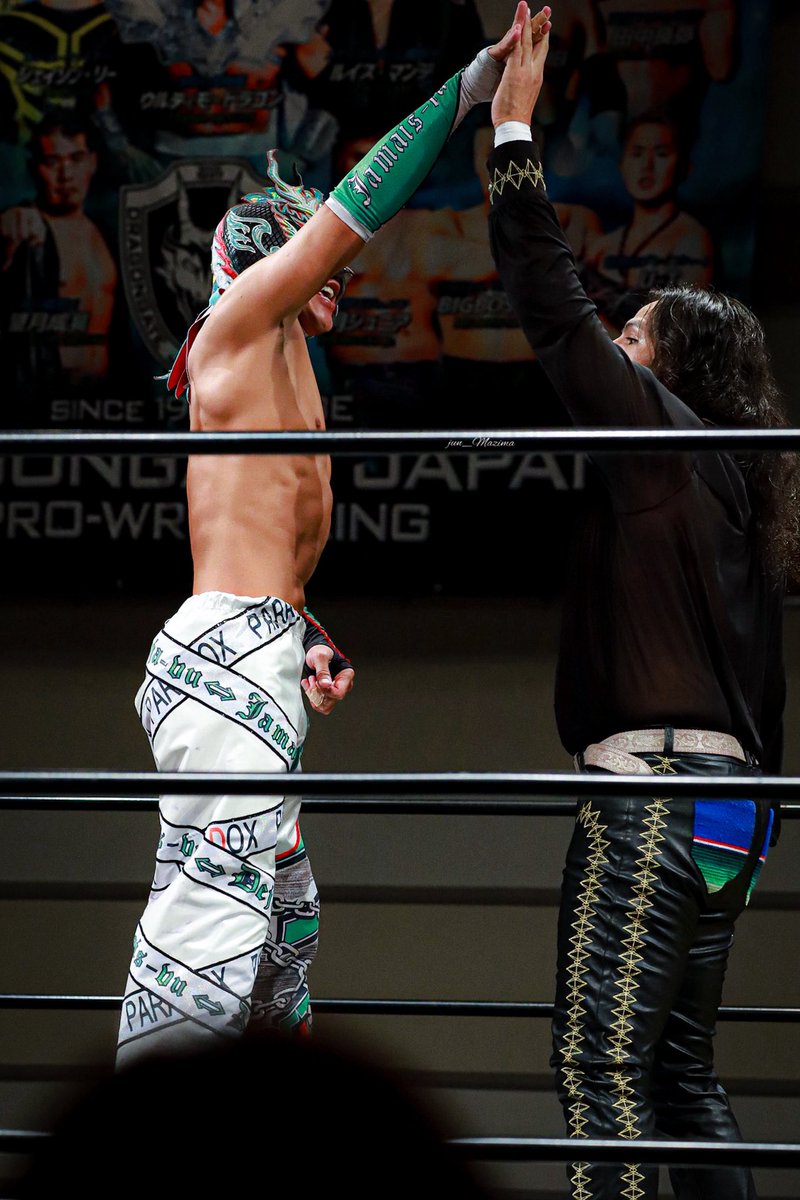 jun_Mazima's tweet image. 一瞬誤解を生むよね👀笑

#ドラゴンキッド 選手
#ルイスマンテ 選手
#LuisMante
#DRAGONGATE 
#StormGate2025