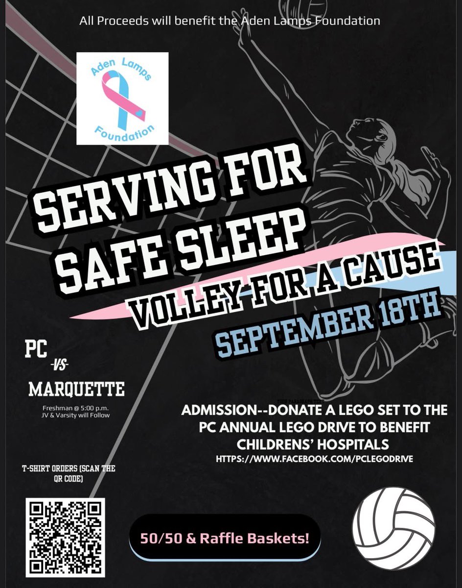 Today is the day! Bring a LEGO set, watch some good volleyball, and get some raffle tickets to support the Aden Lamps Foundation!