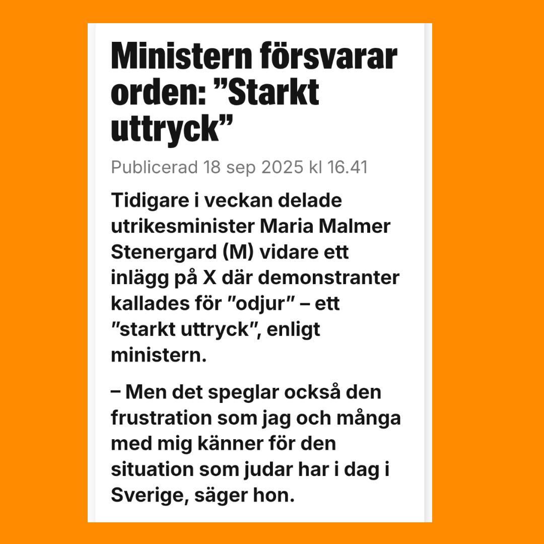 Med andra ord menar ministern att vi också har rätt att nyttja vår yttrandefrihet för att uttrycka hur olämpliga Sveriges regeringsföreträdare är. Det får absolut spegla den frustration och det missnöje som vi känner. 

Fritt fram att välja vilket ord man vill.