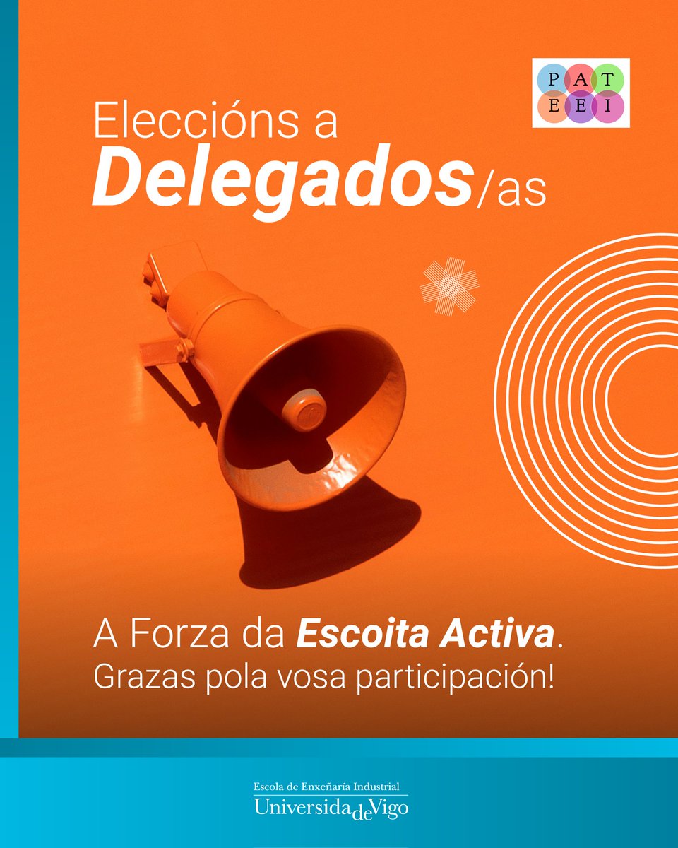 📢 Dentro do marco do PAT, a dirección da EEI, en colaboración coa DAI, desenvolveu durante os días 15, 16 e 17 de setembro as eleccións para elixir aos delegados/as de cada curso nas diferentes titulacións.

#eeiuvigo #venaindustriais #MáisUvigo