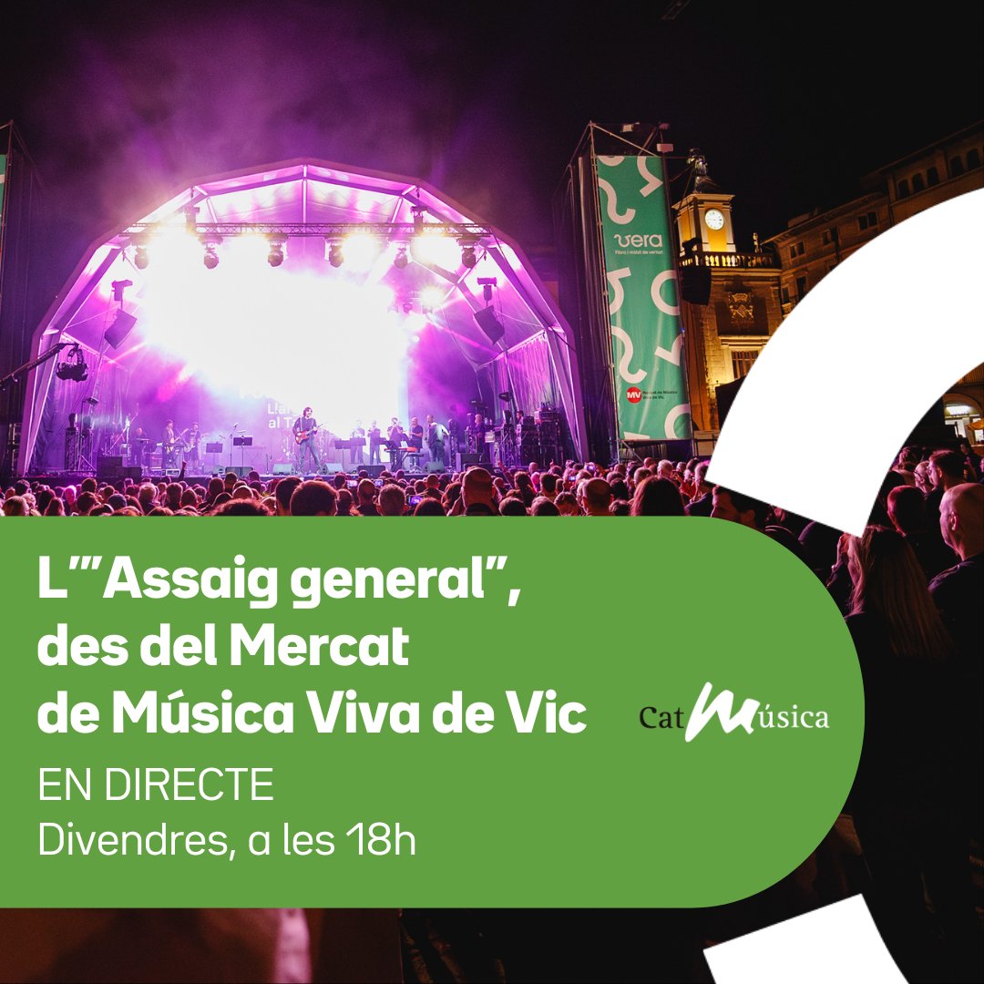 L'#AssaigGeneral3Cat es desplaça a <a href="/latlantidavic/">L'Atlàntida Vic</a> per entrevistar diversos artistes que enguany presenten projectes al <a href="/MercatMusicaVic/">MMVV</a>. A més, els nous directors artístics desgranaran les principals propostes que s'han programat en aquesta 37a edició
3cat.cat/catradio/catal…