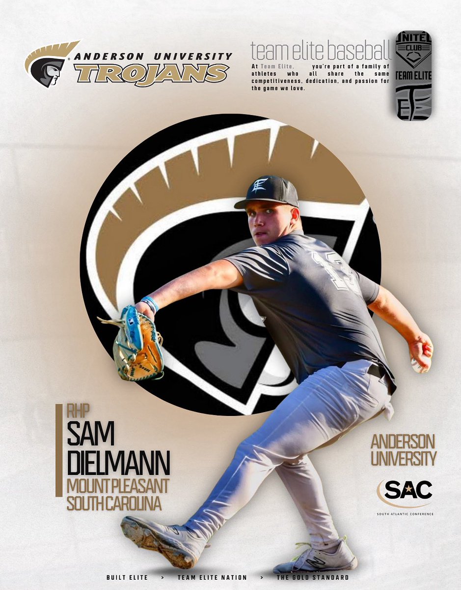 TEAMELITENATION's tweet photo. Congratulations to 2026 Sam Dielmann (SC) on his recent commitment to Anderson University!
Dielmann is a dude on the bump - jsut starting to scratch the surface of who he’ll be as an arm!
Well deserved, Sam!
#TEnation | #BuiltEliTE⚫️⚪️
#TheGoldStandard https://t.co/tq1uLyMka2