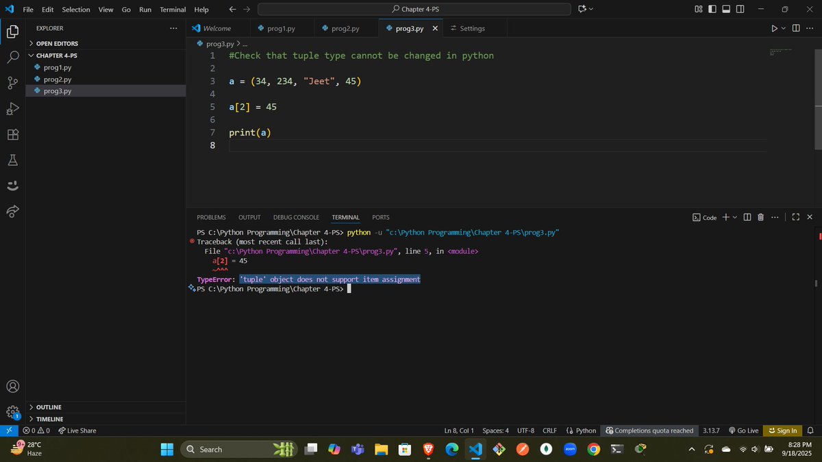 codewithGenZ's tweet image. Day 78🚀: #100daysofcode : #GeeksforGeeks
Today i solved basics problem on #Python
#Python_language #100daysofchallenge #codinglife #LearnInPublic #learnprogramming #programmer #coder #CodingJourney #codewithGenZ #BuildYourself #Hackathon #Genius #ProblemSolving