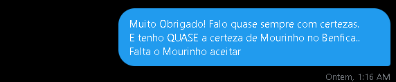Falei sobre isso ainda antes do Rui Costa sequer vir anunciar o fim de Bruno Lage no SL Benfica.  Posso até não ter sido o primeiro a falar sobre, nem o último, mas mais uma vez falei o que sabia e apenas quando sabia.
Mais uma vez certeiro!!

Bem-Vindo José Mourinho.