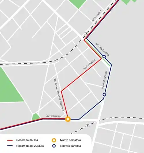 CiudadDeBondis's tweet photo. 🚦Desde el martes, la #Linea78 cambió su recorrido en La Paternal aunque solo en sentido hacia Chacarita, debido a la instalación de un semáforo en Av. Warnes y Donato Alvarez.
🚌Su nuevo recorrido es:
Av. Warnes - Osorio - Av. Garmendia - Av. del Campo, su ruta a Chacarita.
❌No hay cambios de recorrido sentido hacia provincia