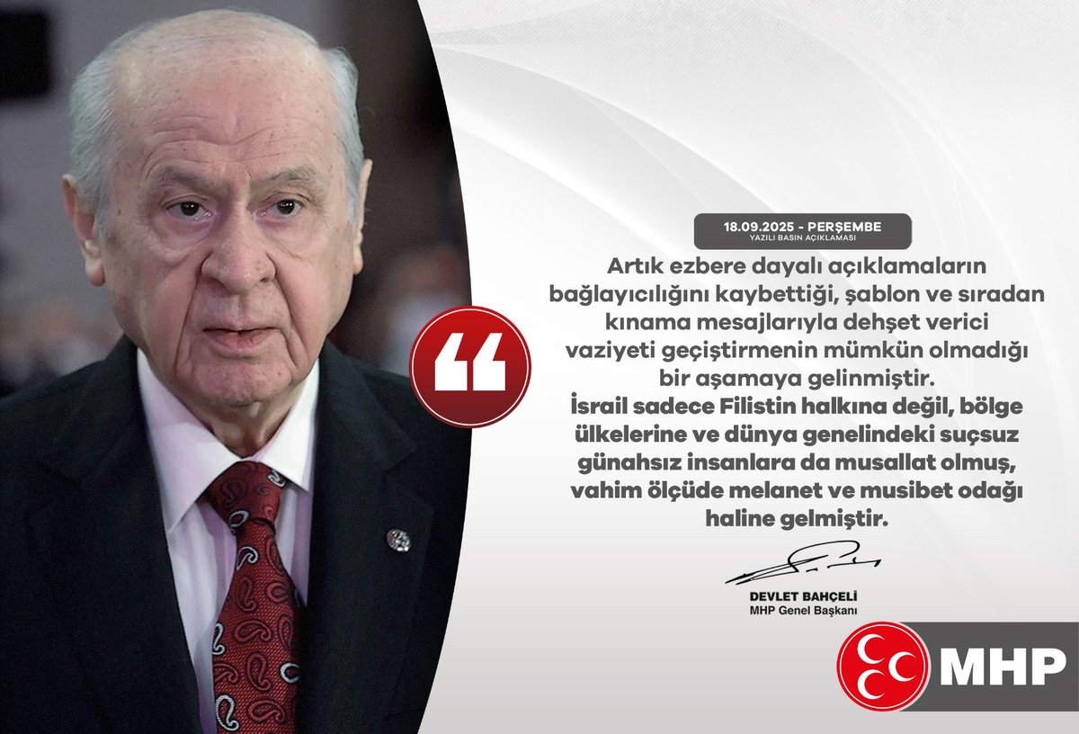 Artık ezbere dayalı açıklamaların bağlayıcılığını kaybettiği, şablon ve sıradan kınama mesajlarıyla dehşet verici vaziyeti geçiştirmenin mümkün olmadığı bir aşamaya gelinmiştir.
İsrail sadece Filistin halkına değil, bölge ülkelerine ve dünya genelindeki suçsuz günahsız insanlara