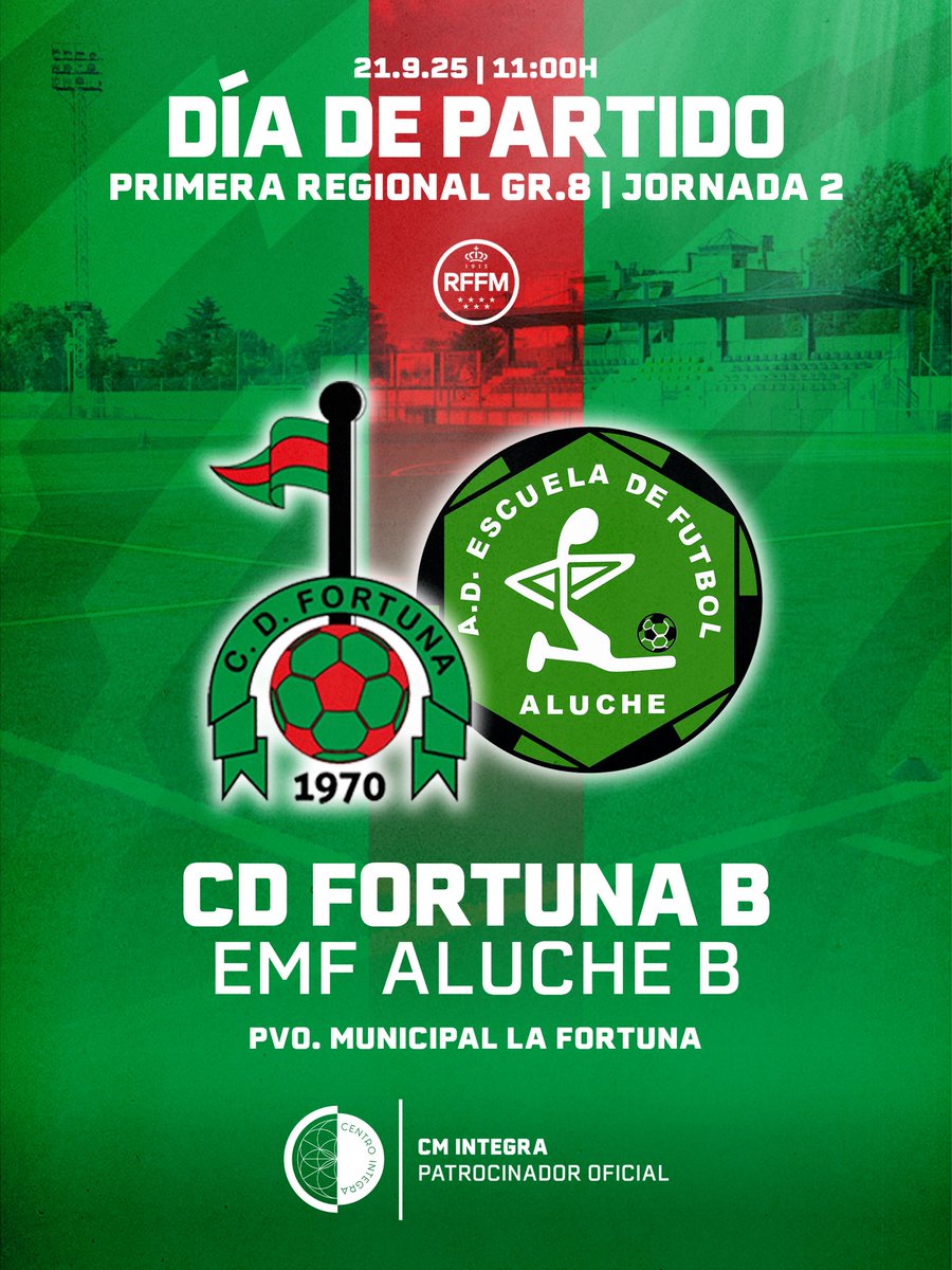 Filial | Jornada 2

🆚 <a href="/EMFALUCHE/">🟢EMF ALUCHE OFICIAL🟢</a> B
🗓️ 21 de septiembre
⏰ 11:00
🏟️ Pvo. Municipal La Fortuna

#VamosFortuna