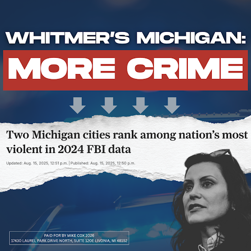 Mike Cox 2026 (@mike_cox) on Twitter photo Under <a href="/GovWhitmer/">Governor Gretchen Whitmer</a>, two Michigan cities rank among the most dangerous in America. I’m not ok with this, and you shouldn’t be either.
Michigan families deserve to feel safe in their communities. It’s time we stop bending our knee to criminals and make Michigan SAFE again. Under <a href="/GovWhitmer/">Governor Gretchen Whitmer</a>, two Michigan cities rank among the most dangerous in America. I’m not ok with this, and you shouldn’t be either.
Michigan families deserve to feel safe in their communities. It’s time we stop bending our knee to criminals and make Michigan SAFE again.
