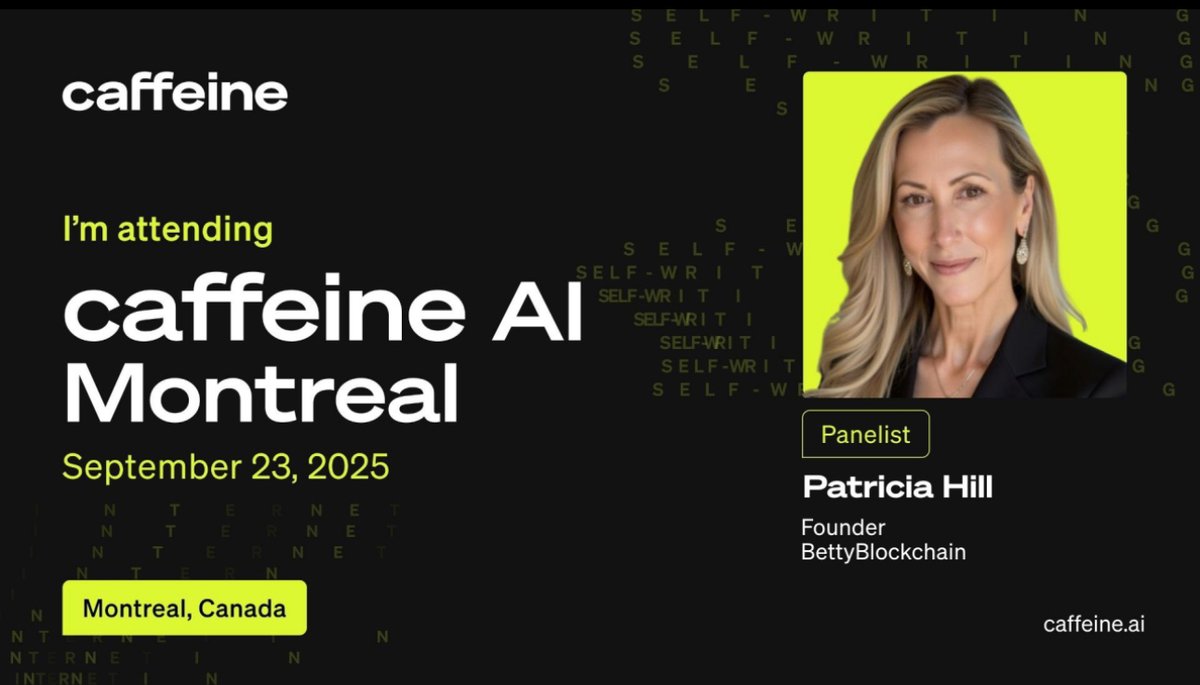 We’re thrilled to announce our very own,  BettyBlockchain <a href="/UnTamed56292974/">BettyBlockhain</a>  will be a panelist at the first-ever Caffeine AI Canada event in Montréal on Sept 23! 🇨🇦 
<a href="/caffeineai/">caffeine</a>  is redefining app development, vibe coding lets developers build by simply talking to the platform
