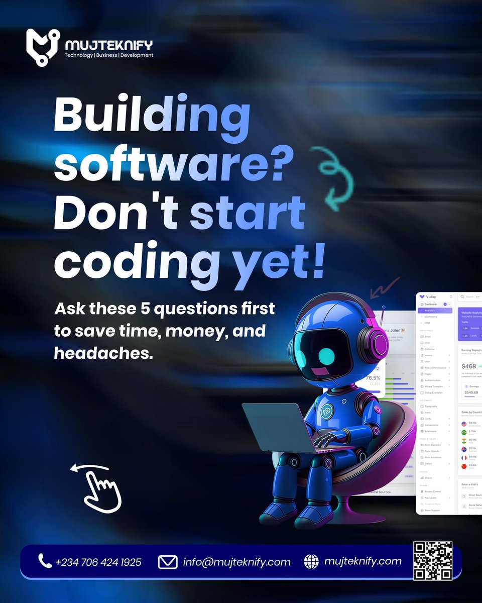 mujteknify's tweet image. Every failed app started with unanswered questions. Don’t let yours be one of them. Ask the right questions and give your software the opportunity to succeed from day one. Ask first, build second. 

#SoftwareTips   
#mujteknify #softwaredevelopment