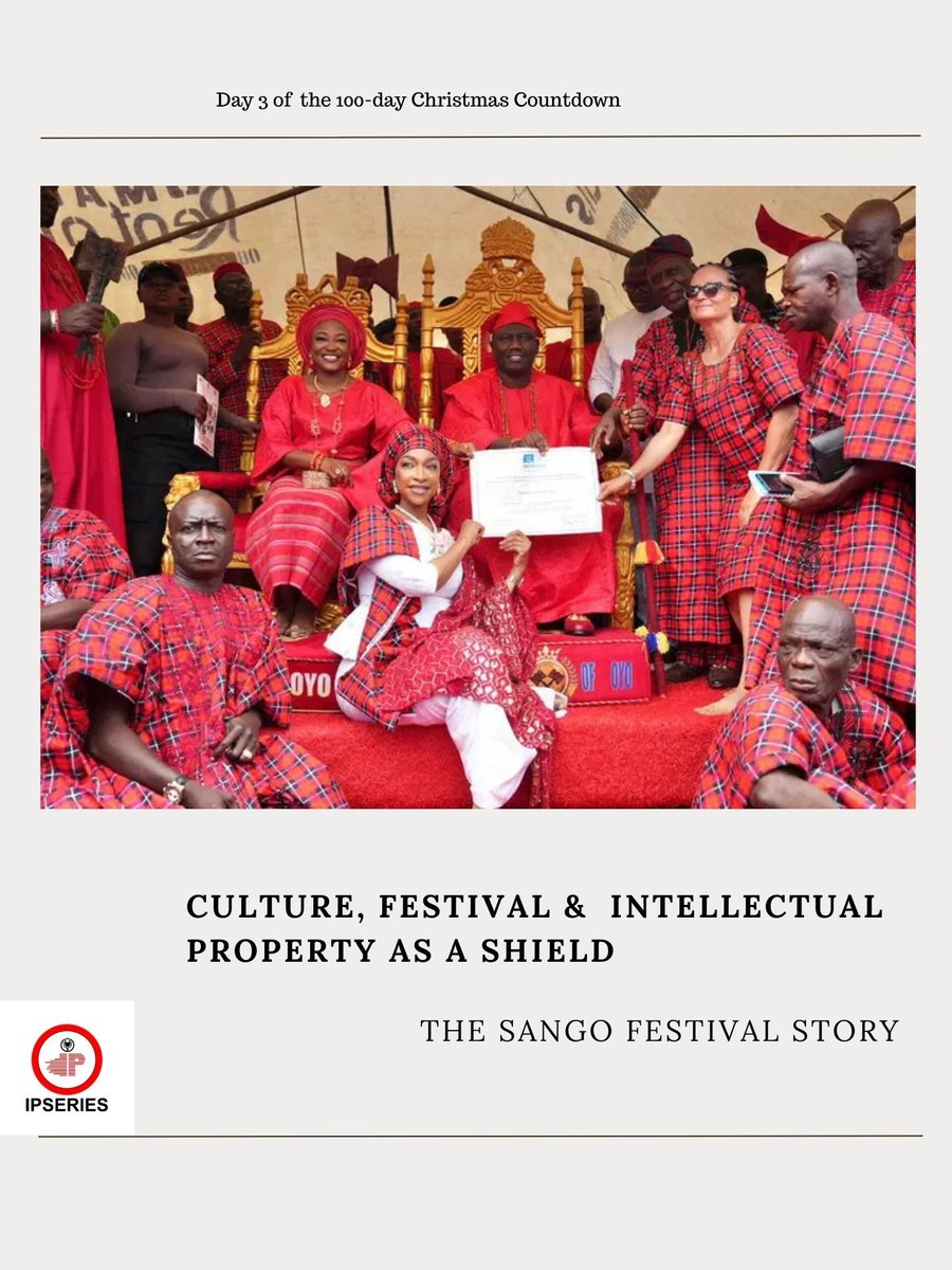 ESMERALDOESQ's tweet photo. As part of the #IPSERIES 100-day Christmas countdown, Day 3 discusses the process behind how festivals are listed as cultural heritage. I also shared insights on leveraging #culturalheritage through #IP and the challenges we face in the realm of intellectual property at our festivals.

This episode is inspired by a recent post featuring the Minister of Art, Culture, and the Creative Economy, Hon. Hannatu Musa Musawa, proudly presenting the UNESCO World Heritage Certificate for the Sango Festival to His Imperial Majesty, Oba Abimbola Akeem Owoade, the Alaafin of Oyo. This recognition was celebrated during the grand finale of the Sango Festival, and Governor Seyi Makinde of Oyo State also received the certificate.

https://t.co/M0CjY20j2E