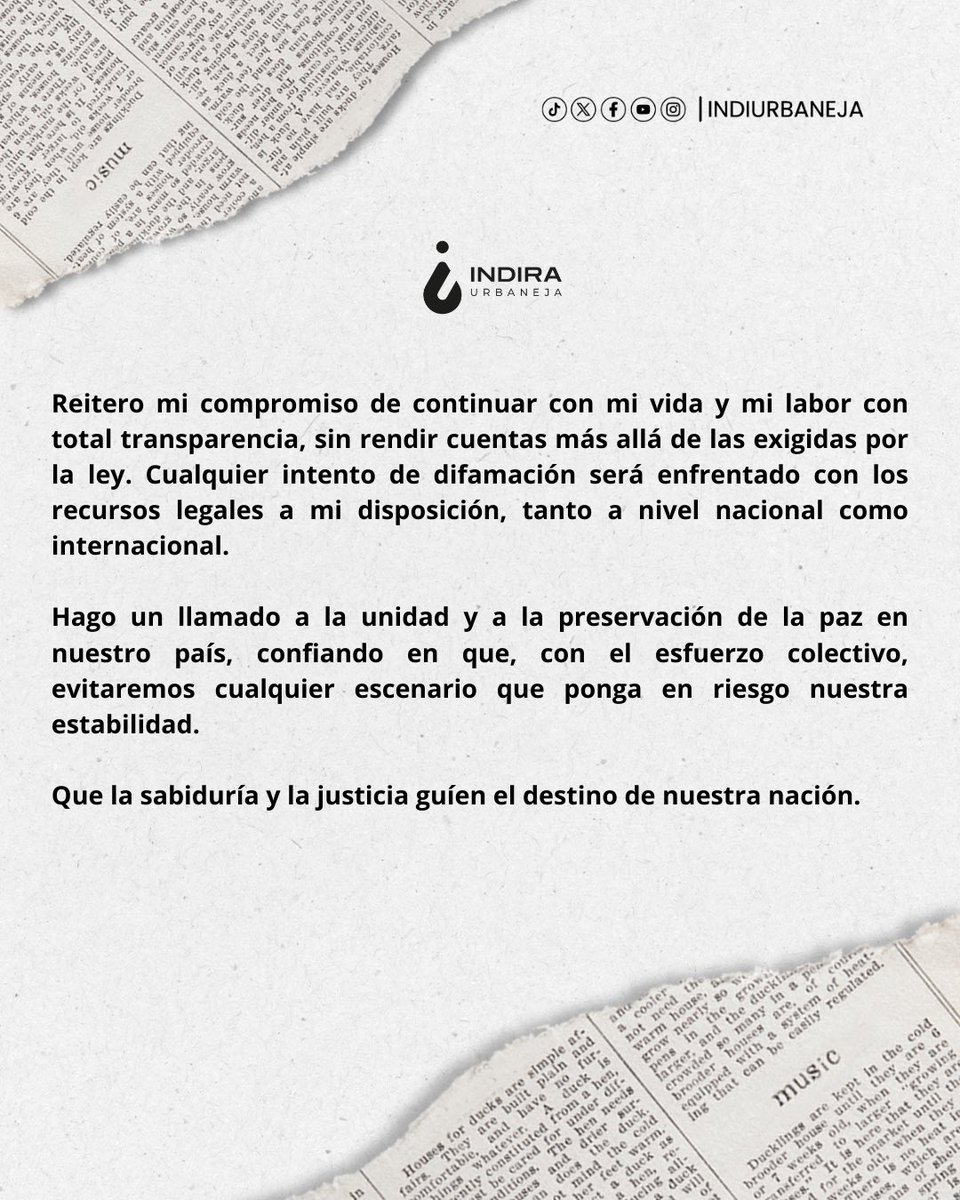 Indira Urbaneja (@indiurbaneja) on Twitter photo Comunicado a la Opinión Pública Nacional e Internacional 📝 Comunicado a la Opinión Pública Nacional e Internacional 📝