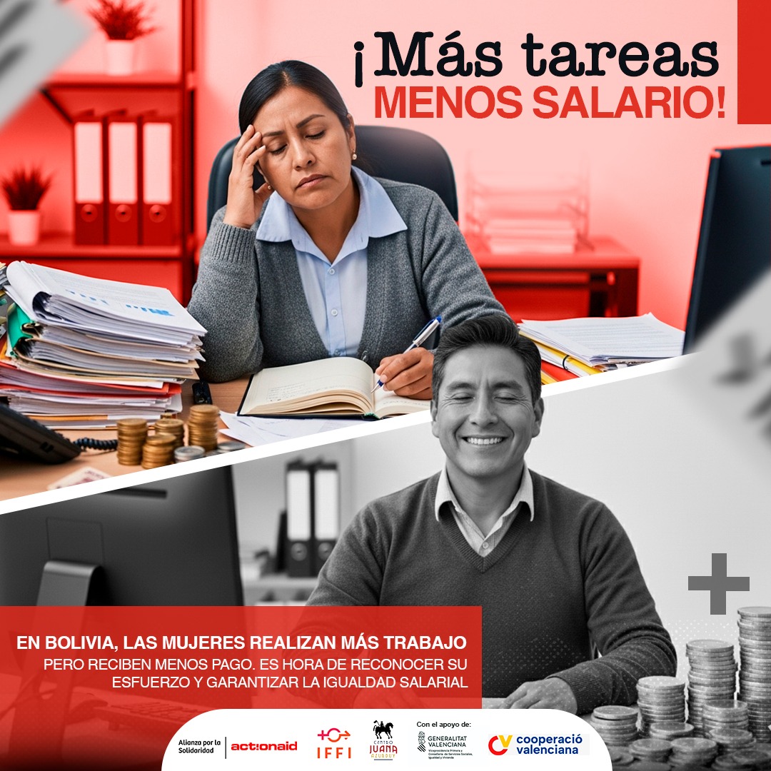 ⚖ Las mujeres en Bolivia trabajan lo mismo… pero ganan menos.
La desigualdad salarial no es un número, es una injusticia que limita sueños y derechos.

💜 Igual trabajo, igual salario. Porque la igualdad no puede seguir esperando.

#BrechaSalarial #IgualdadDeGénero