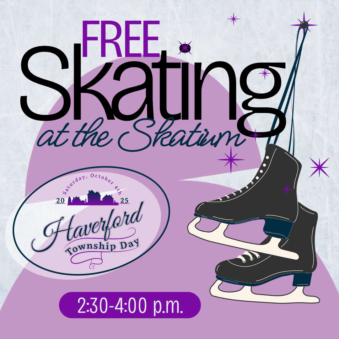 As part of Haverford Township Day on October 4, the Skatium will be offering a free skating session! 

The ice will be available for skating from 2:00-4:30 p.m. 

Additional Haverford Township Day information can be found @ havtwp.org/Parks_and_Recr…