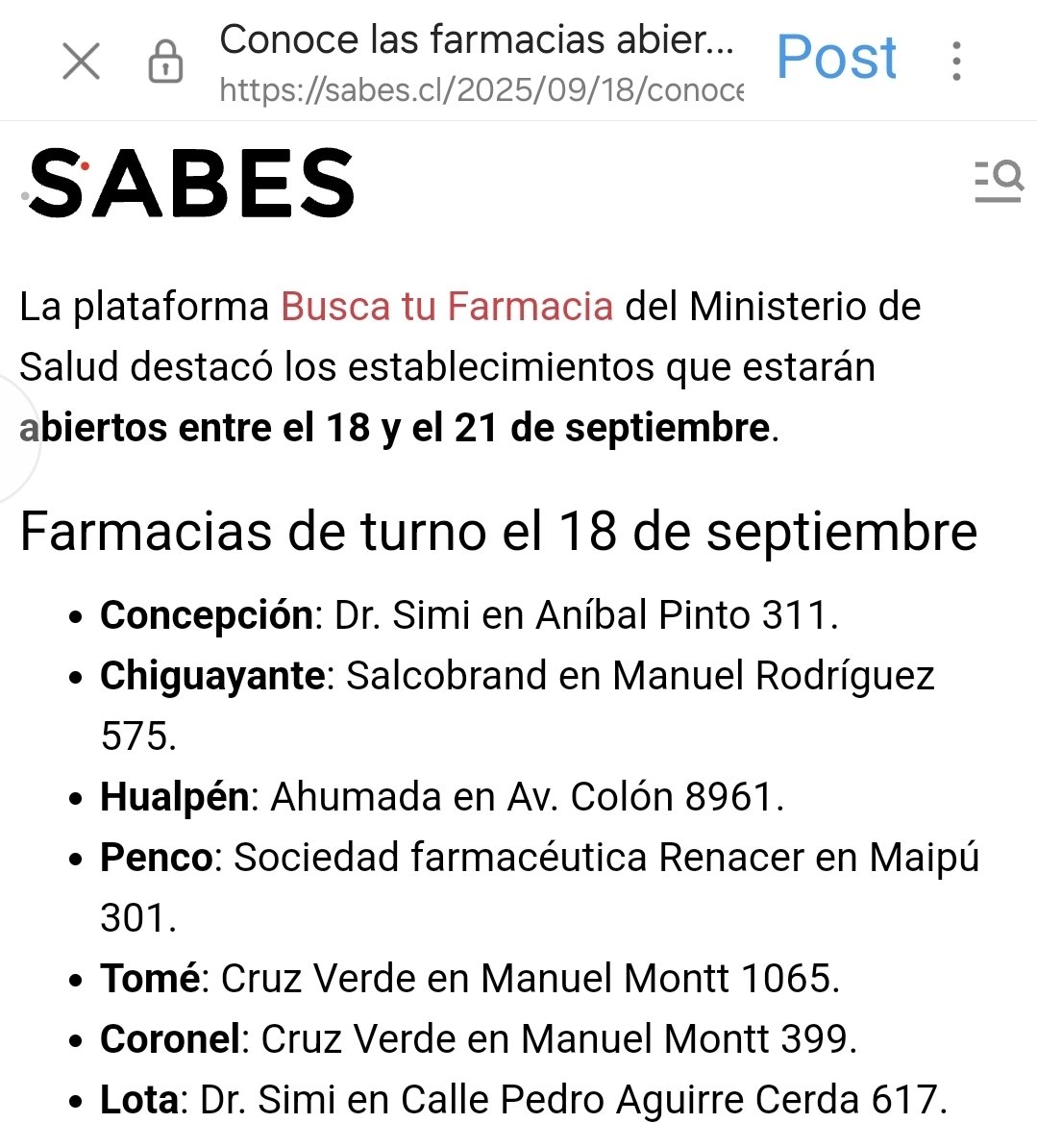 PaupinozaP's tweet image. #Farmacias de #Turno en el #GranConcepción 
sabes.cl/2025/09/18/con…
Vía @Sabescl