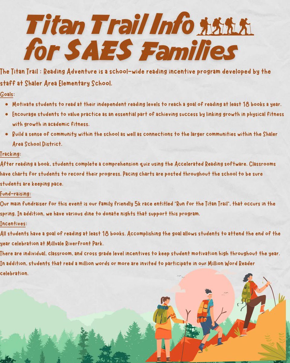 SAESTitans's tweet image. We get a lot of questions about our Titan Trail throughout the year.. Here is a great breakdown of this wonderful program! 📖