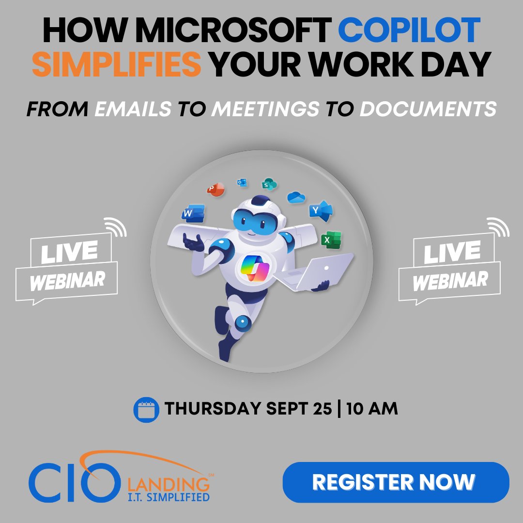 CIOLanding's tweet photo. Drowning in emails &amp; meetings? 😩

Microsoft Copilot can help you reclaim your day.
Join CIO Landing for free webinar on how to use Copilot to boost productivity right inside Microsoft 365.

🗓️ Save your seat: https://t.co/kWMpc1iLBS

#WorkSmarter #Microsoft365 #CIOLanding https://t.co/Xfznblcg1s