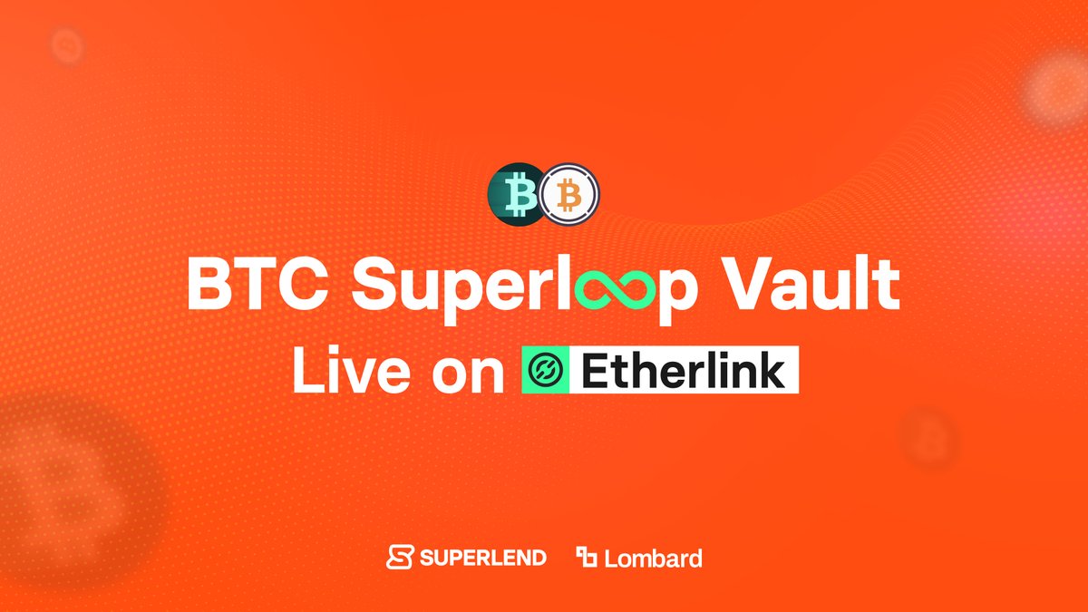 SuperlendHQ's tweet photo. Bitcoin yield on Superlend just leveled up.

Introducing BTC Superloop Vault — now live on @etherlink

- Deposit LBTC / WBTC
- Adaptive looping for amplified yield

→ https://t.co/vMddypQuwX https://t.co/DkWexdTrNT