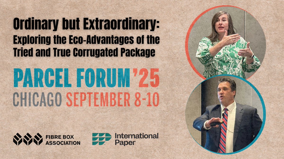 Last week at Parcel Forum 2025, FBA  and @Intlpaperco co-presented a session titled “Ordinary but Extraordinary: Exploring the Eco-Advantages of the Tried and True Corrugated Package.” 

Read more: tinyurl.com/292wx4vz