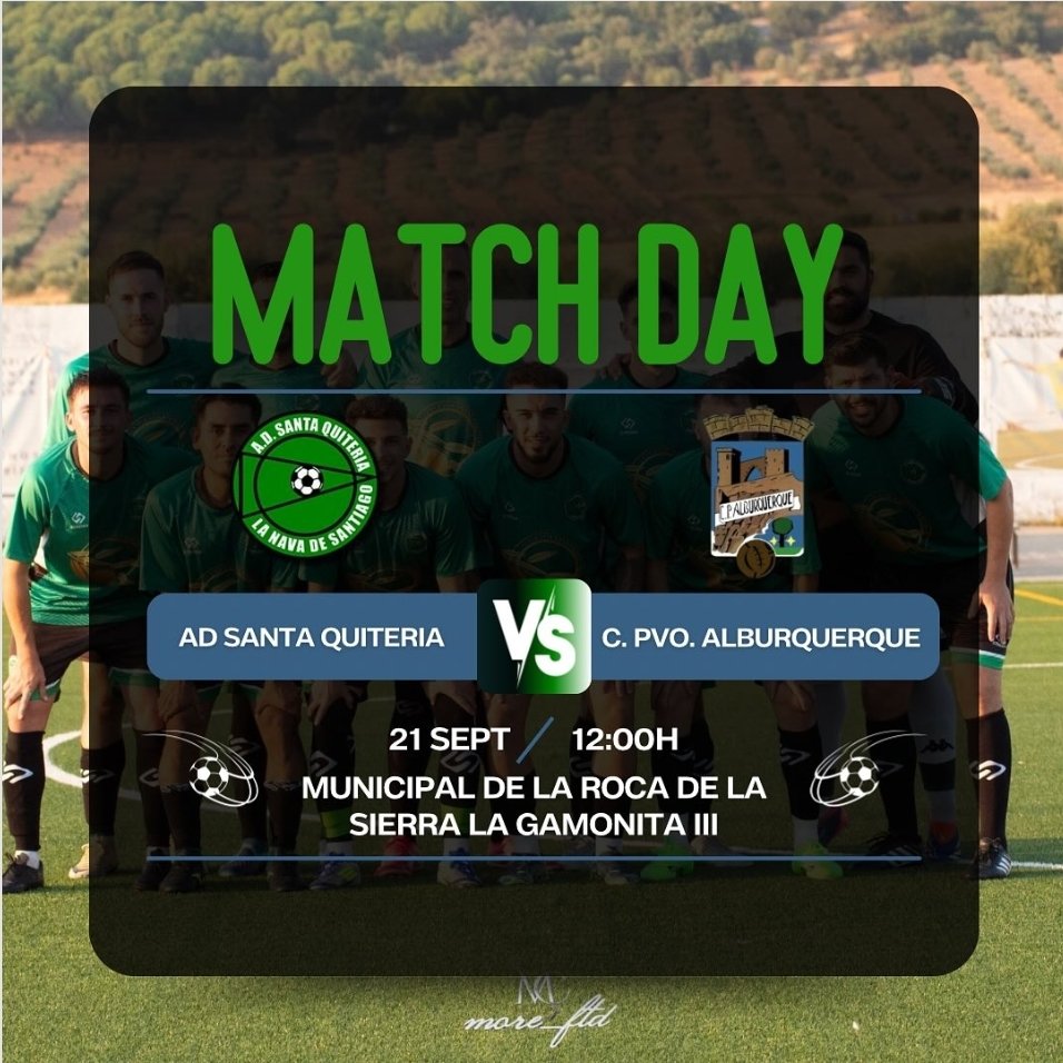 ¡Se viene partidazo!
📅 Domingo 21 de septiembre
🕛 12:00 h
🏟️ Municipal La Gamonita III

⚽ AD Santa Quiteria 🆚 C.PVO Alburquerque

¡No faltes! Tu aliento nos da fuerza