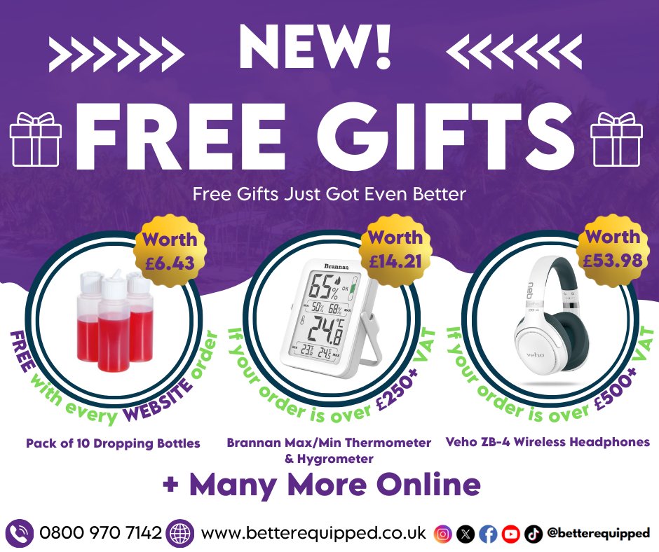 ✨ Free Gifts Just Got Even Better! ✨
• Free gifts with every order on our website!
• £250+VAT = gifts worth up to £14.21
• £500+VAT = gifts worth up to £53.98 🎁
👉 betterequipped.co.uk/science-equipm…
#FreeGifts #LabEquipment #STEM
