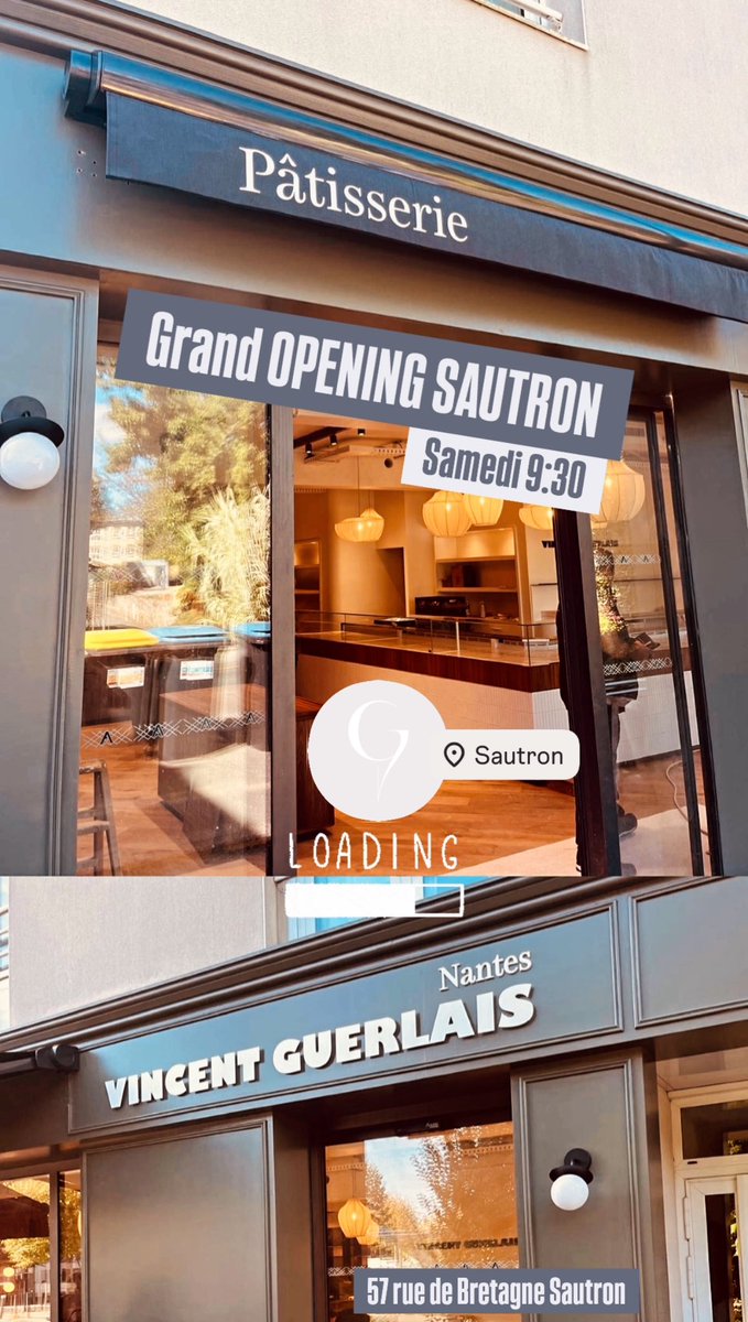 SAMEDI 9:30 Notre nouvelle boutique de SAUTRON ouvre ses portes. 
Notre équipe est très heureuse de vous accueillir dès ce week-end. 
À très vite. #Sautron
Vincent Guerlais Agitateur de Papilles pâtissier et maître chocolatier #Nantes
Sept boutiques en #LoireAtlantique