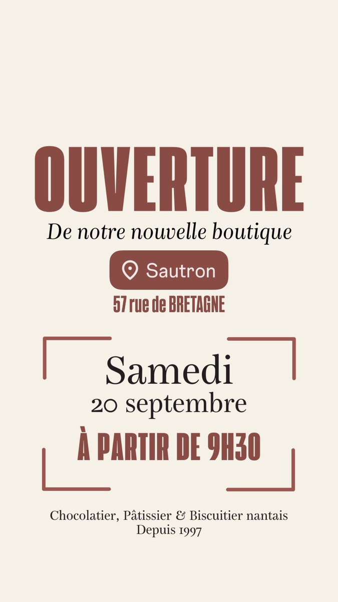 VincentGuerlais's tweet photo. SAMEDI 9:30 Notre nouvelle boutique de SAUTRON ouvre ses portes. 
Notre équipe est très heureuse de vous accueillir dès ce week-end. 
À très vite. #Sautron
Vincent Guerlais Agitateur de Papilles pâtissier et maître chocolatier #Nantes
Sept boutiques en #LoireAtlantique https://t.co/HFdXnfSFug