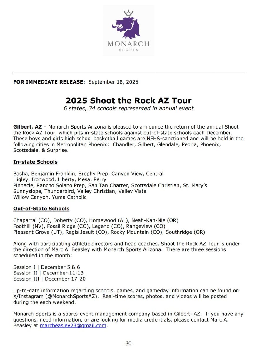 BREAKING | Check out the press release highlighting the annual Shoot the Rock AZ Tour scheduled in December!

#Relevant