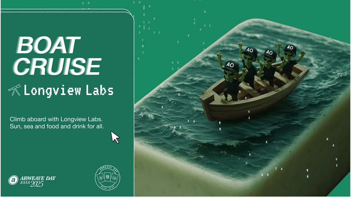 aoTheComputer's tweet image. 🚤 DON'T MISS THE BOAT

Set sail with The Blockchain Boat onto Singapore’s waterfront.

Expect big ideas, snacks, and city lights with 30 hand-picked builders.

🗓 Tue, Sept 30
📍 Clifford Pier → Clarke Quay
🎟 Limited spots Available

→ Secure yours: luma.com/blockchainboat