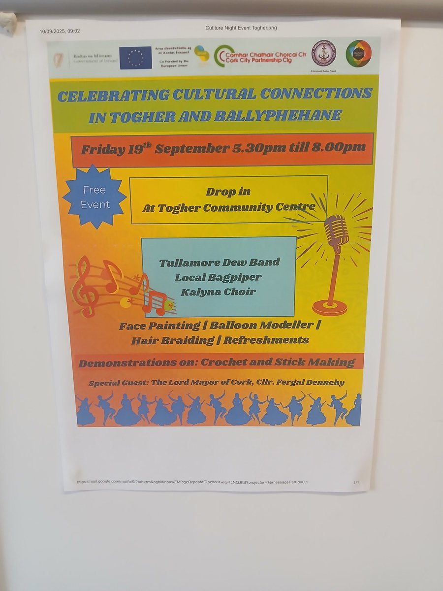 An invitation has been extended to the whole school community <a href="/TogherGirls/">Togher Girls' National School</a> to attend  #culturenight in our #communitycentre. Plenty of activities for the young people of our community and not so young to participate in and enjoy. <a href="/CultureNight/">Culture Night</a> <a href="/FergalDennehy/">Fergal Dennehy</a> <a href="/deirdreforde/">Deirdre FORDE</a>
