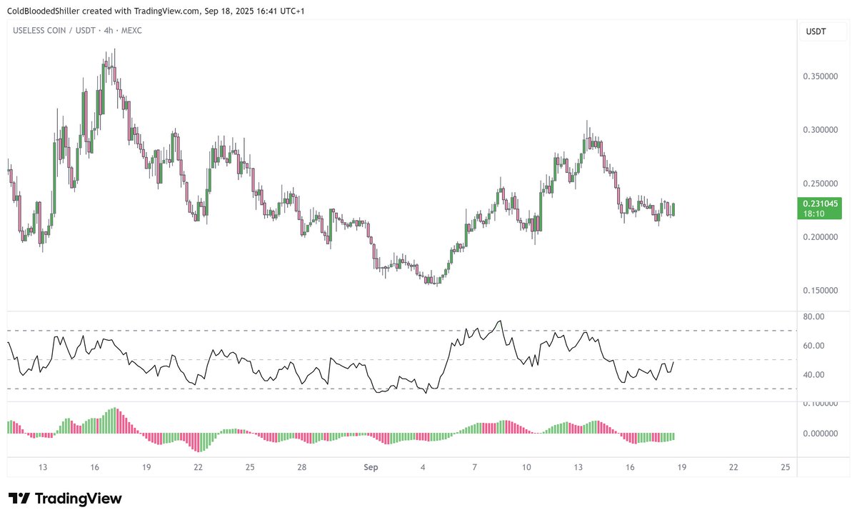 Diverging locally now on the 4h chart with continued HTF consolidation.

$USELESS probably moves soon.