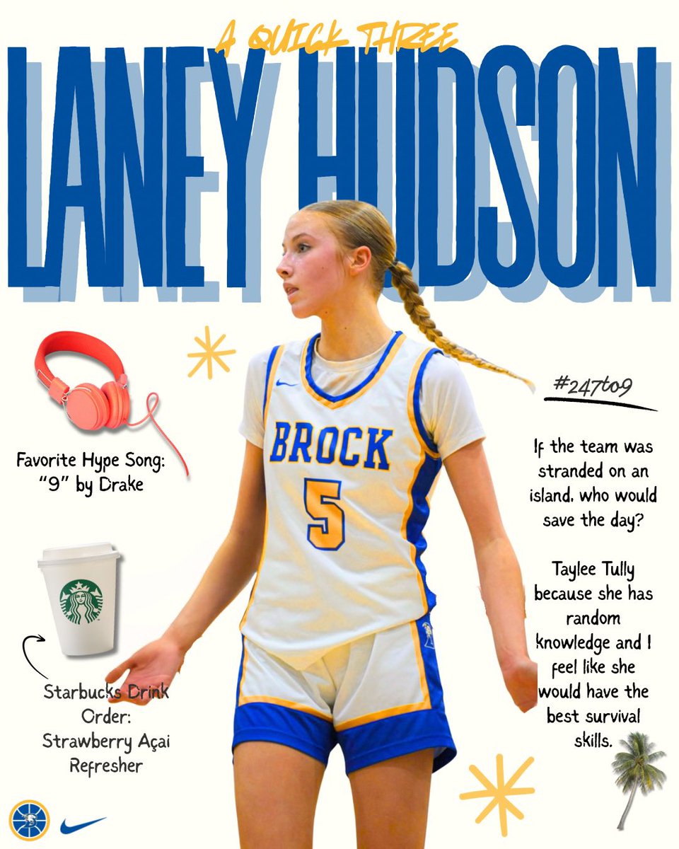 👌🏻A QUICK THREE👌🏻 
Meet Lady Eagle Sophomore #️⃣5️⃣ Laney Hudson🌟
<a href="/BrockAthletics/">Chad Massey</a> | #247to9