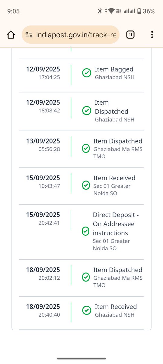 vikrantsolankii's tweet photo. @IndiaPostOffice @PostOfficeIndia @IndiaPostOfficeUP और लिखो – “Speed Post No. EU218286216IN wrongly shown as Direct Deposit in Noida on 15/09, but tracking shows it moving again from Ghaziabad on 18/09. Fake delivery entry – kindly provide POD or correct status urgently.” https://t.co/LF6jSIgMja