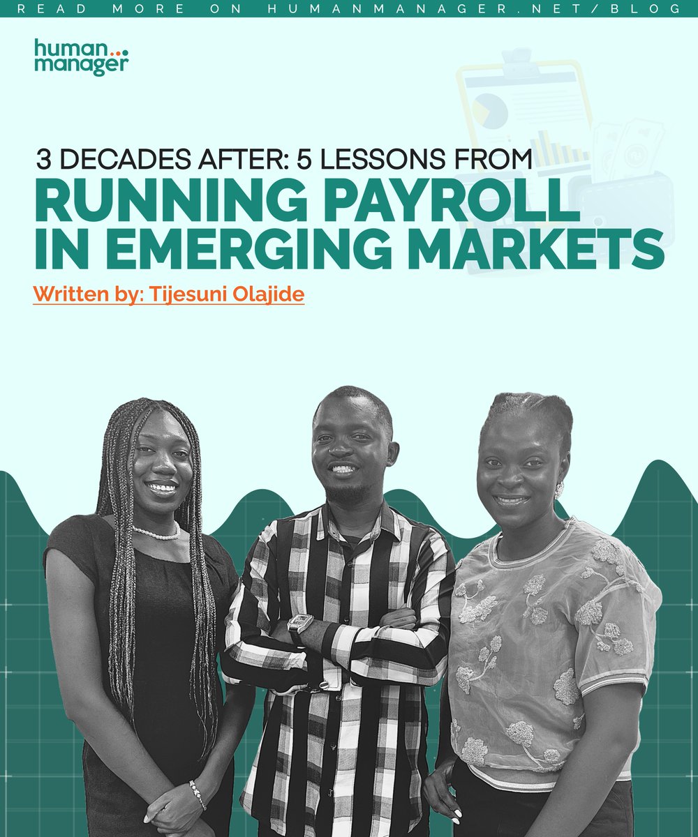 HumanManagerNig's tweet image. Payroll is more than salaries.

In our latest blog, Tijesuni Olajide shares 5 key lessons from running payroll in emerging markets, insights every leader should know.

Read the full piece here:bit.ly/Lessonsonrunni…

#payroll #humanmanager #businessgrowth