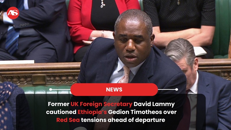 News: Former UK Foreign Secretary David Lammy cautioned #Ethiopia’s Gedion Timotheos over Red Sea tensions ahead of departure

The #UK Parliament has discussed recent tensions between Ethiopia and #Eritrea, with former Foreign Secretary David Lammy, who is now deputy prime