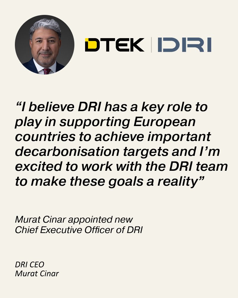dtek_en's tweet photo. We're delighted to announce that Murat Cinar has been appointed Chief Executive of @dri_energy DTEK's European renewables arm, effective from 3rd September.

Murat brings over 25 years of leadership experience across telecom and technology sectors in international markets including Sweden, Turkey, Ukraine, and Qatar. He succeeds Ivan Geliukh, who successfully strengthened DRI's position in key European markets.

"I look forward to leading DRI through the next stage of its development – executing our strategy to be an active player in Europe's renewable energy market," said Murat Cinar.

With operations in Croatia, Italy, Poland, and Romania, DRI continues to play an active role in Europe's energy transition and decarbonisation goals