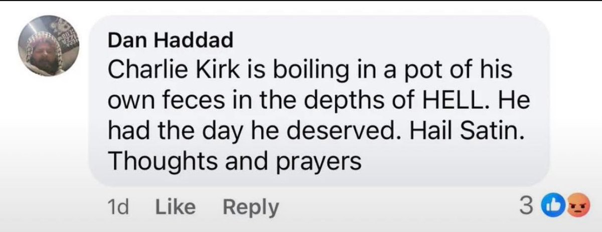 LarimerGOP's tweet photo. The owner of Misfit Pizza in Loveland, Dan Haddad, has some strong words about the Charlie Kirk assassination… https://t.co/IzpiPUgZjP