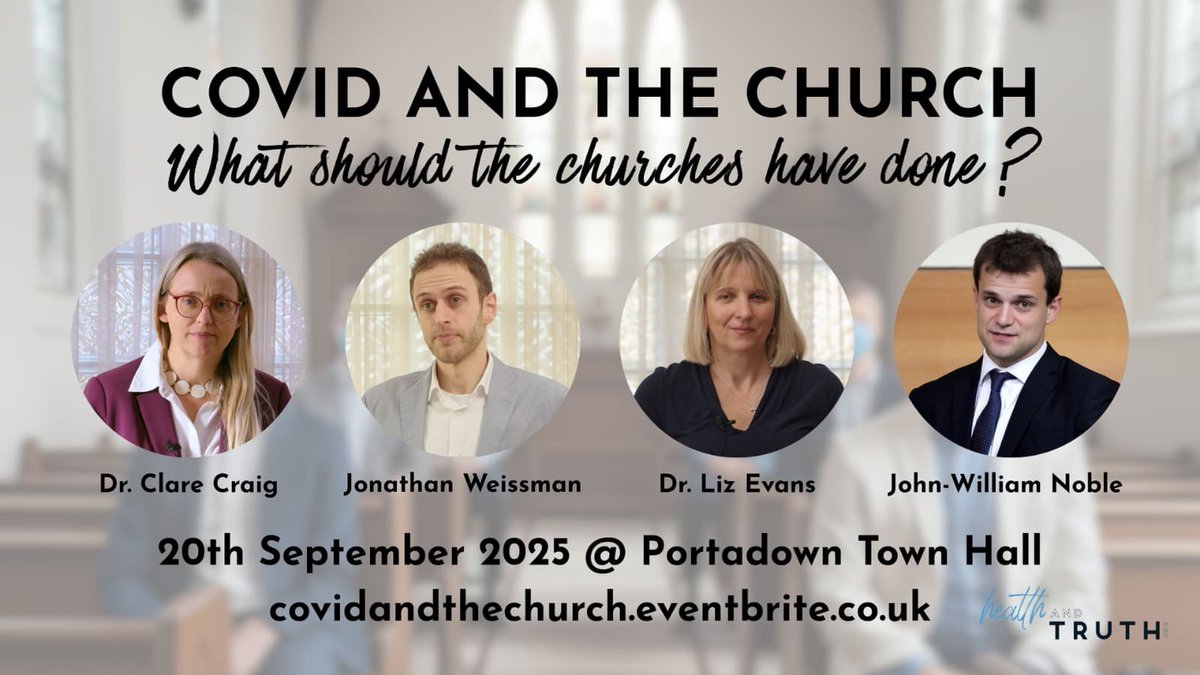Only 2 days till the 3rd Health and Truth conference takes place at Portadown Town Hall. Please do come and support the speakers who have travelled from across the UK to answer the question with regards COVID and the church, what should the churches have done? Booking is