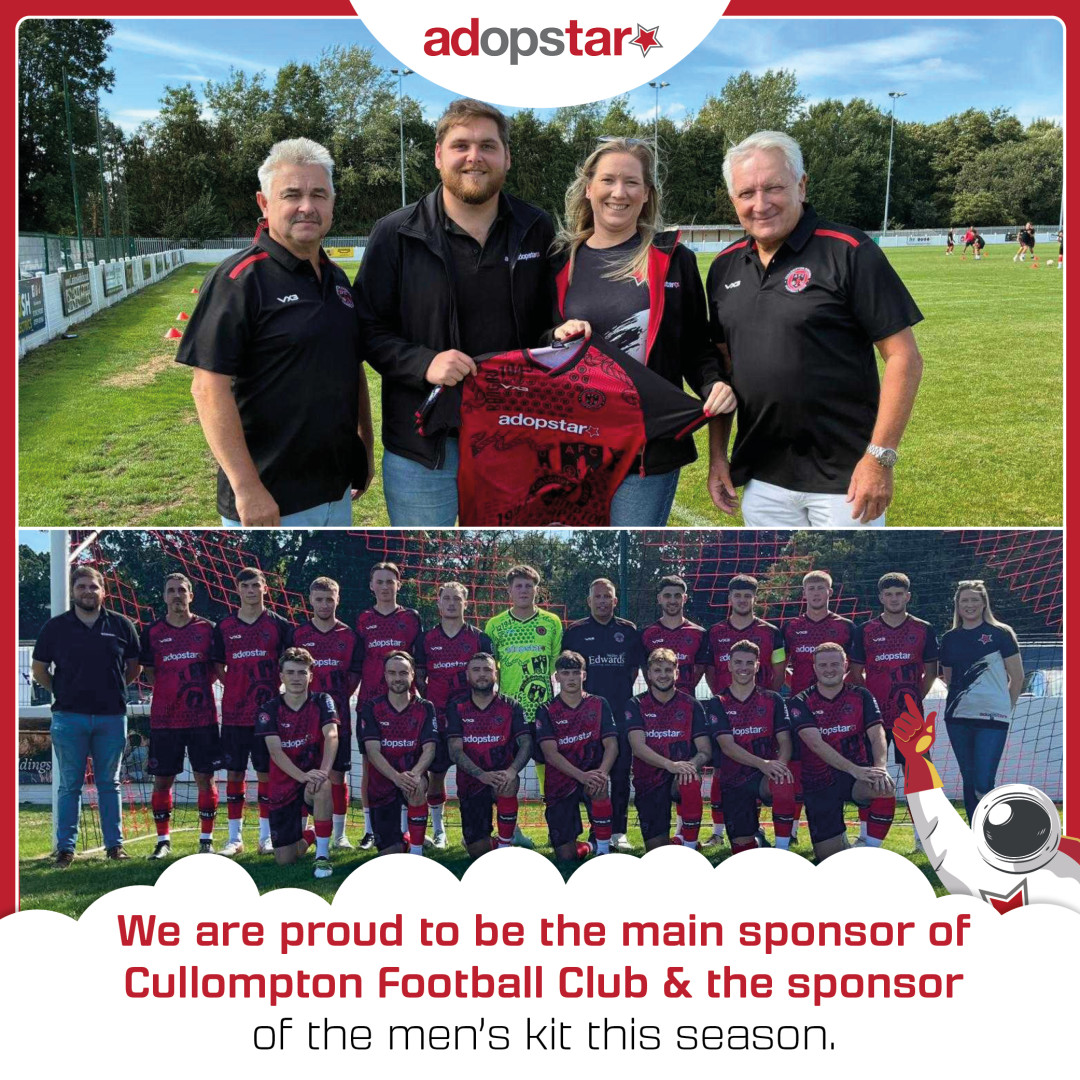 We’re proud to be backing local sport!

Adopstar is delighted to be the main sponsor of Cullompton Rangers Football Club and the official sponsor of the men’s kit for this season. 

Wishing the team every success on and off the pitch.
